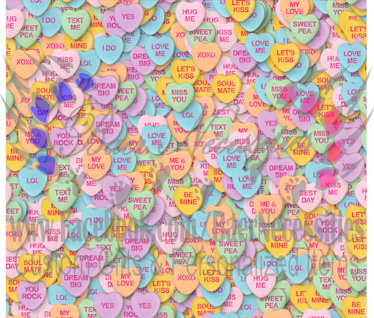 Candy Hearts - Tumbler Transfer