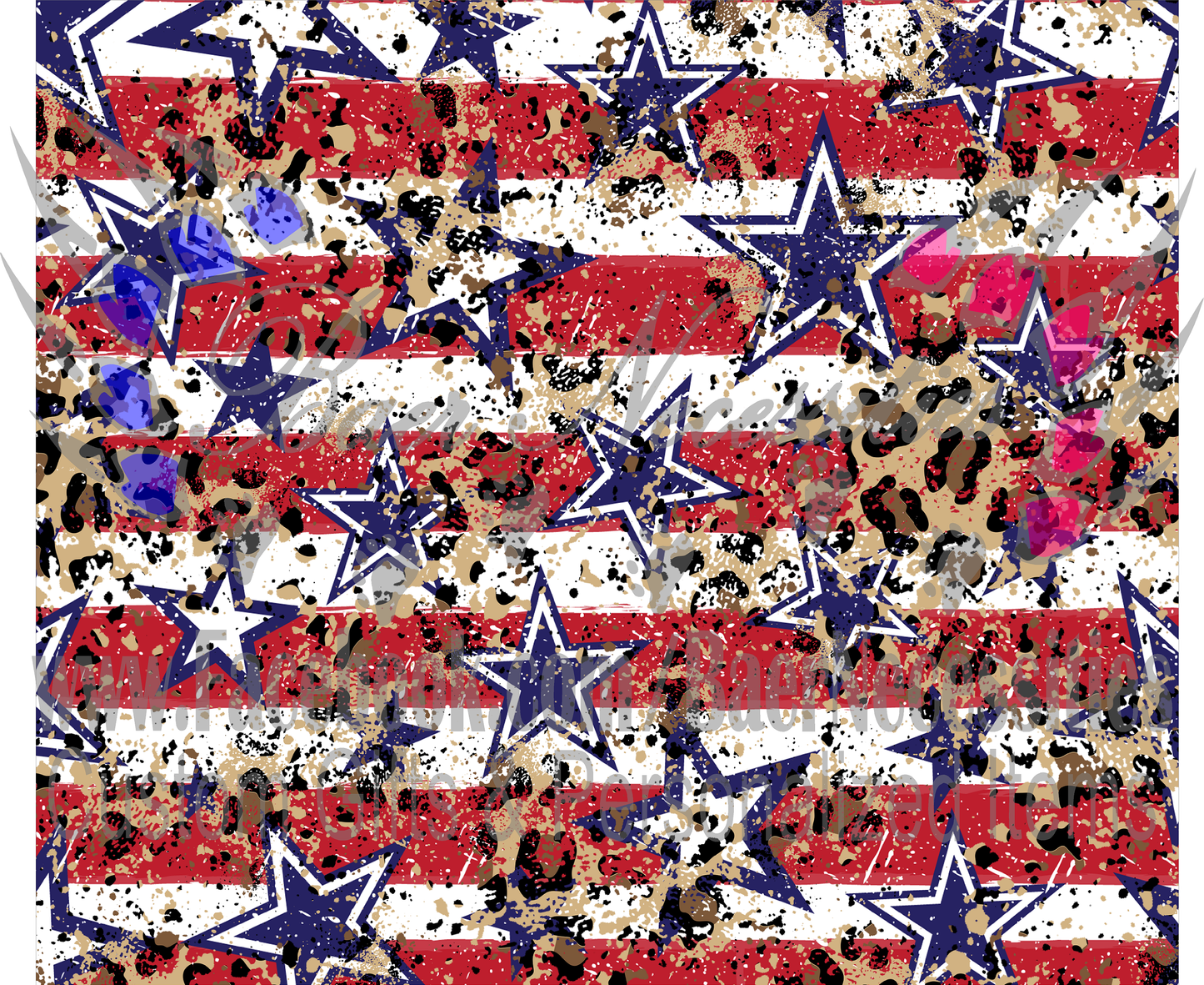 Leopard Stars & Stripes - Tumbler Transfer