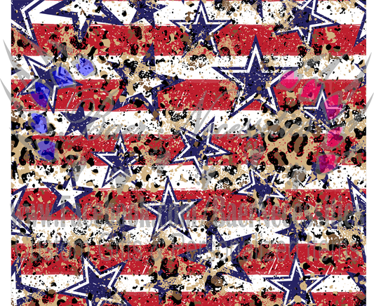 Leopard Stars & Stripes - Tumbler Transfer