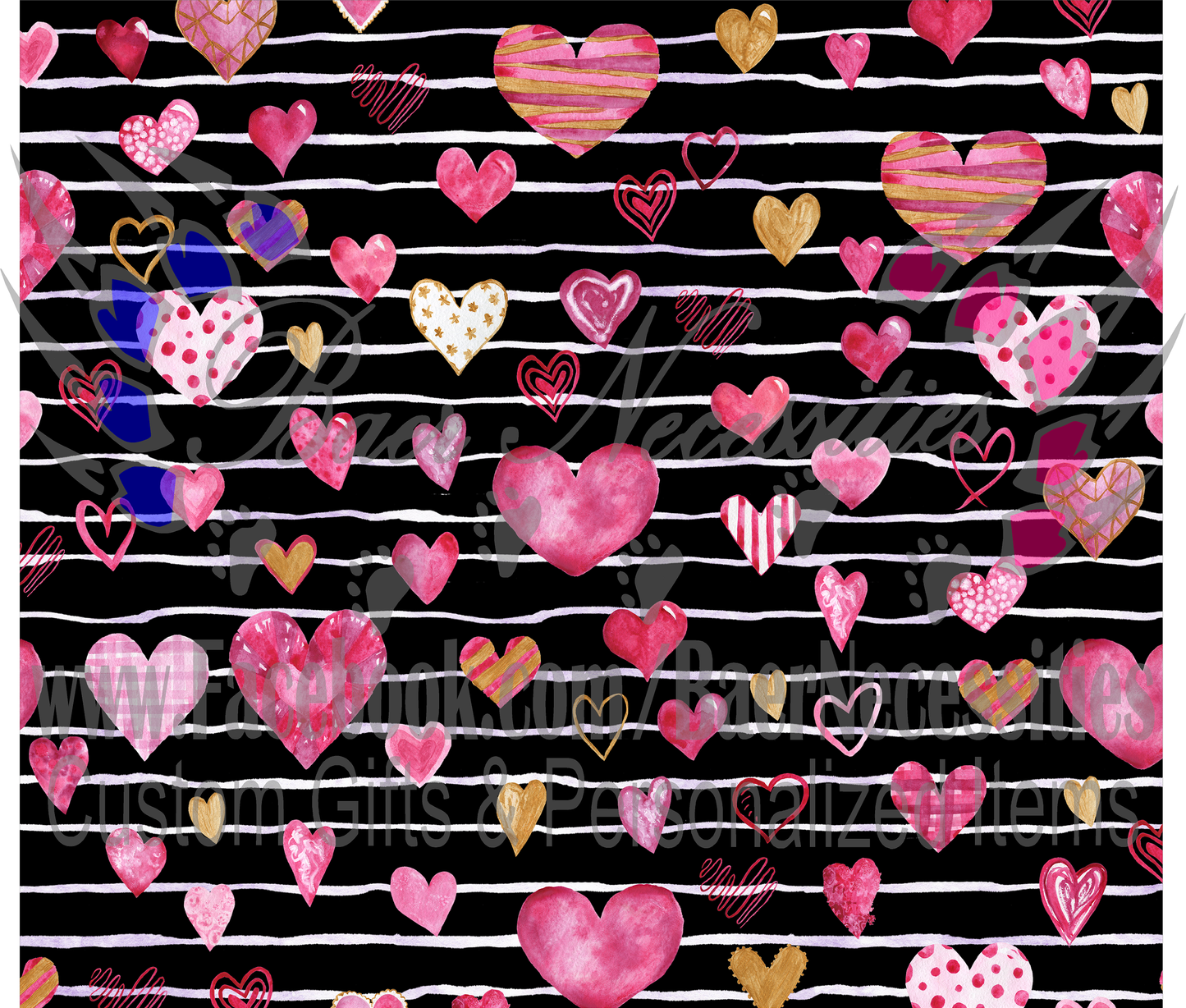 Hearts & Stripes - Tumbler Transfer