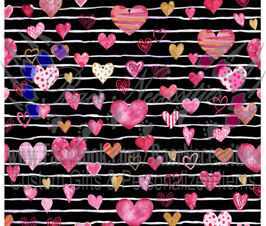 Hearts & Stripes - Tumbler Transfer