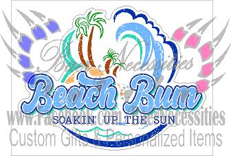 Distressed Beach Bum - Tumber Decal