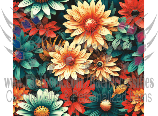 Daises Foral Print - Tumbler Transfer