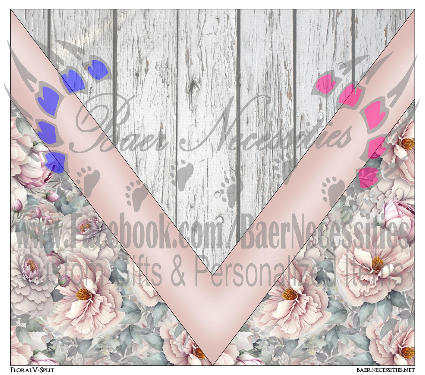 Floral V-Split - Tumbler Transfer
