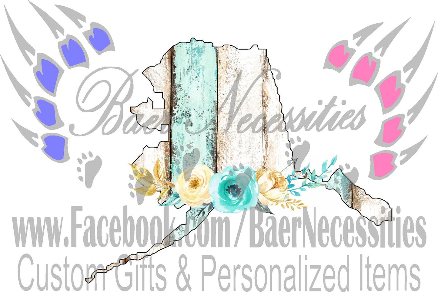 Alaska Teal/White Wood Floral - Tumber Decal