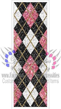 Black/Pink/White Glitter Argyle - Pen Wrap
