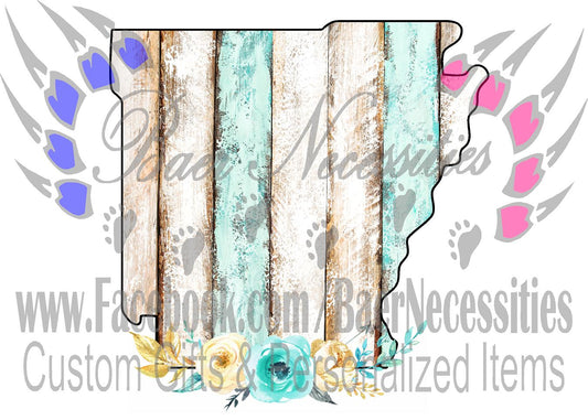 Arkansas Teal/White Wood Floral - Tumber Decal