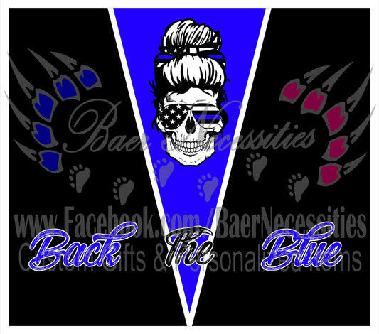 Back the Blue Skull - Tumbler Transfer