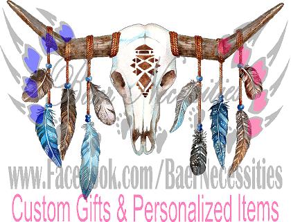 Boho Longhorn Skull - Tumbler Decal