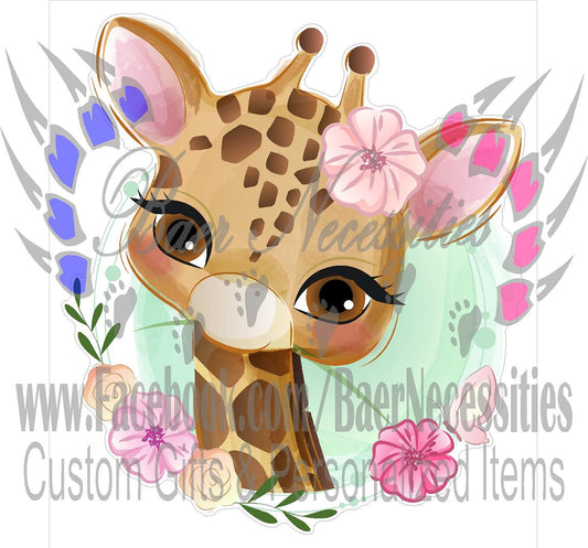 Cartoon Giraffe - Tumber decal