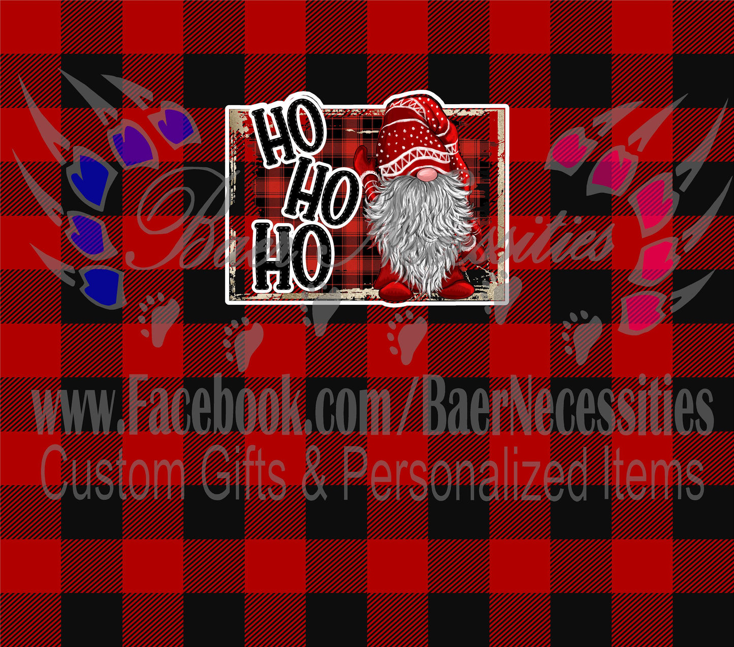 Christmas Buffalo Plaid Gnome - Full Wrap