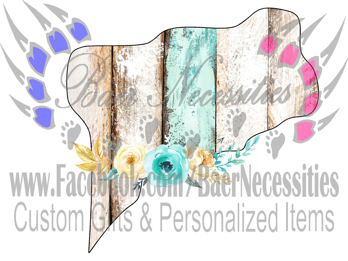 Conneticut Teal/White Wood Floral - Tumber Decal