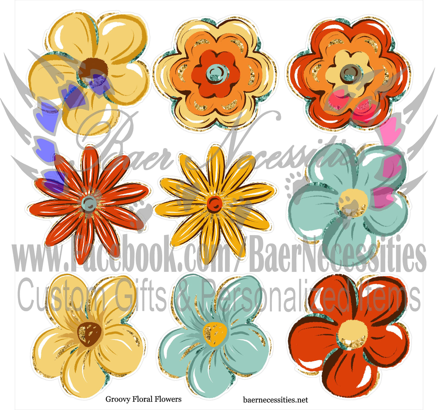 Groovy Floral Flowers - Decal Theme/Set