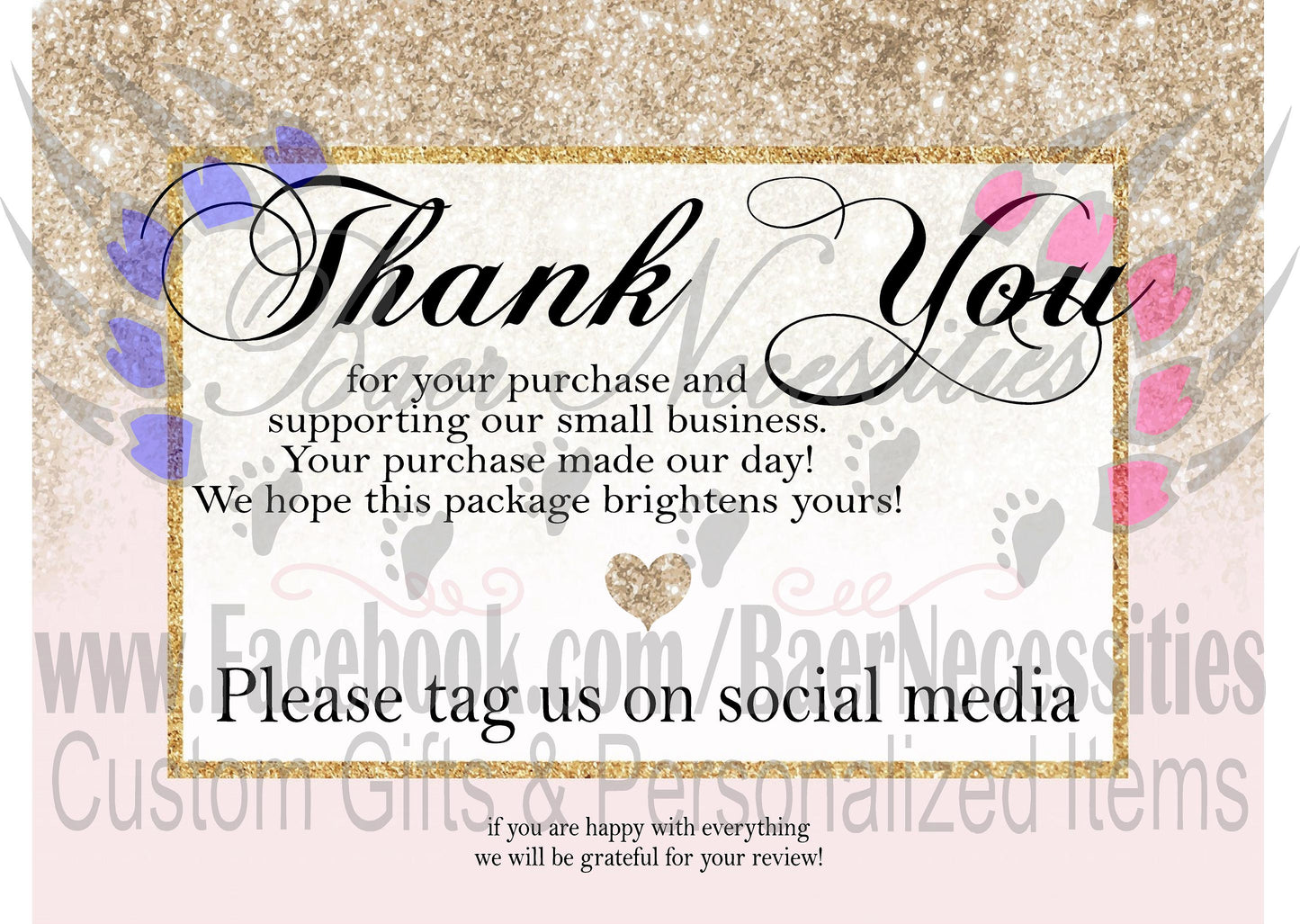 Thank You Care Card - Rose Gold/Pink