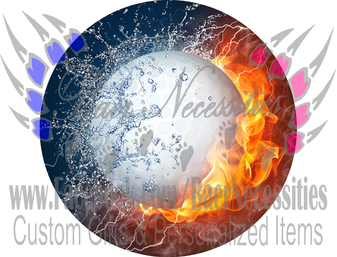 Golfball Water n Fire - Tumbler Decal