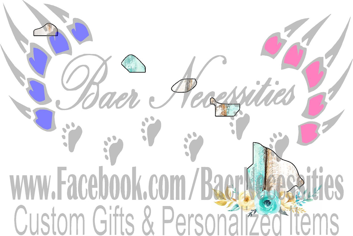 Hawaii Teal/White Wood Floral - Tumber Decal