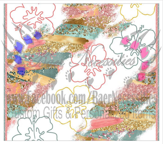 Hibiscus Floral Brush Strokes - Tumbler Transfer