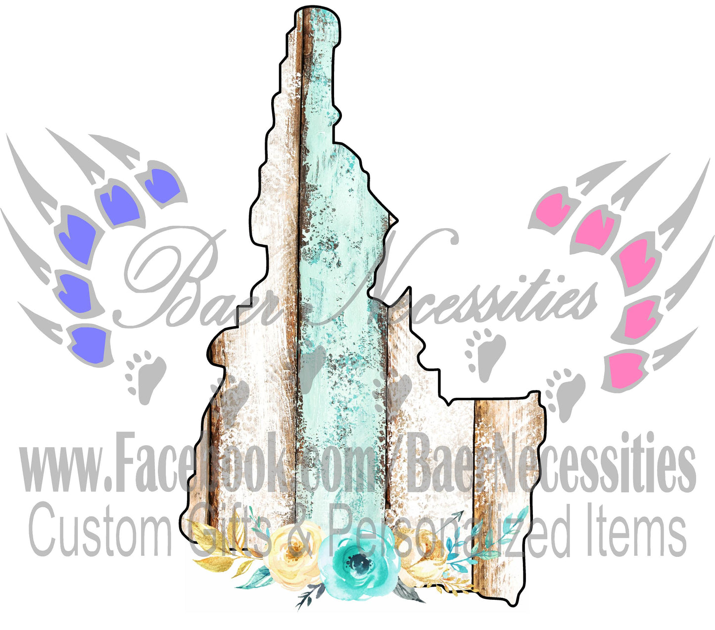 Idaho Wood Floral State - Digital