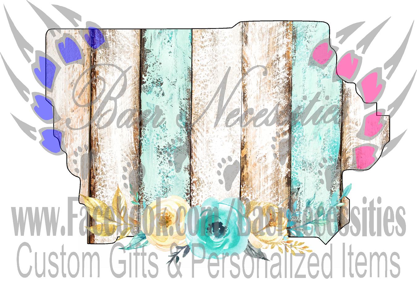 Iowa Teal/White Wood Floral - Tumber Decal