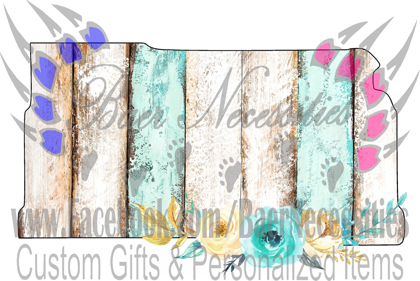 Kansas Teal/White Wood Floral - Tumber Decal