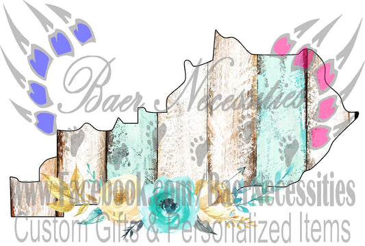 Kentucky Wood Floral State - Digital