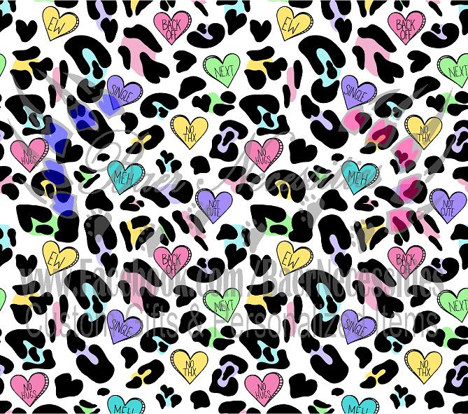 Vday Leopard Candy Hearts - Tumbler Transfer