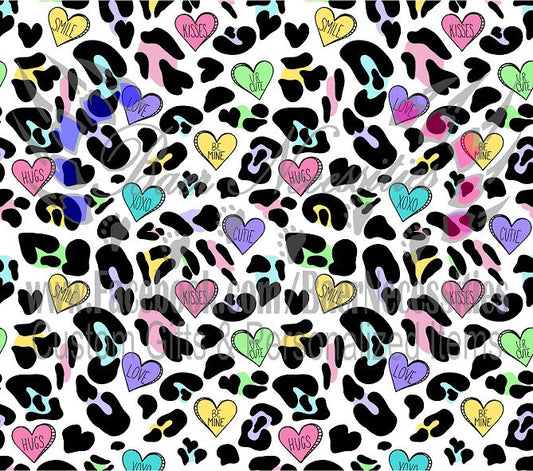 Vday Leopard Candy Hearts - Tumbler Transfer