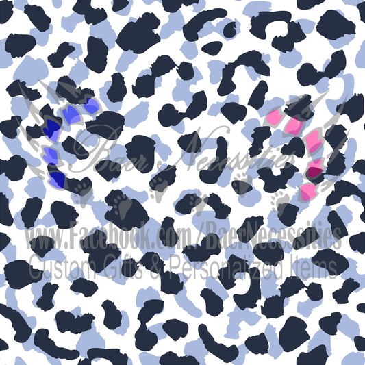 Light Blue & Navy Leopard - Adhesive