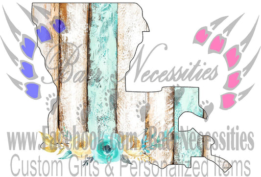 Louisiana Teal/White Wood Floral - Tumber Decal
