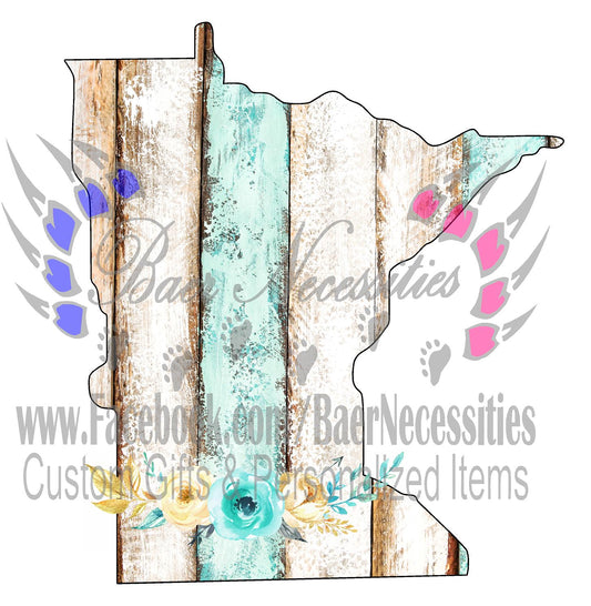 Minnesota Wood Floral State - Digital