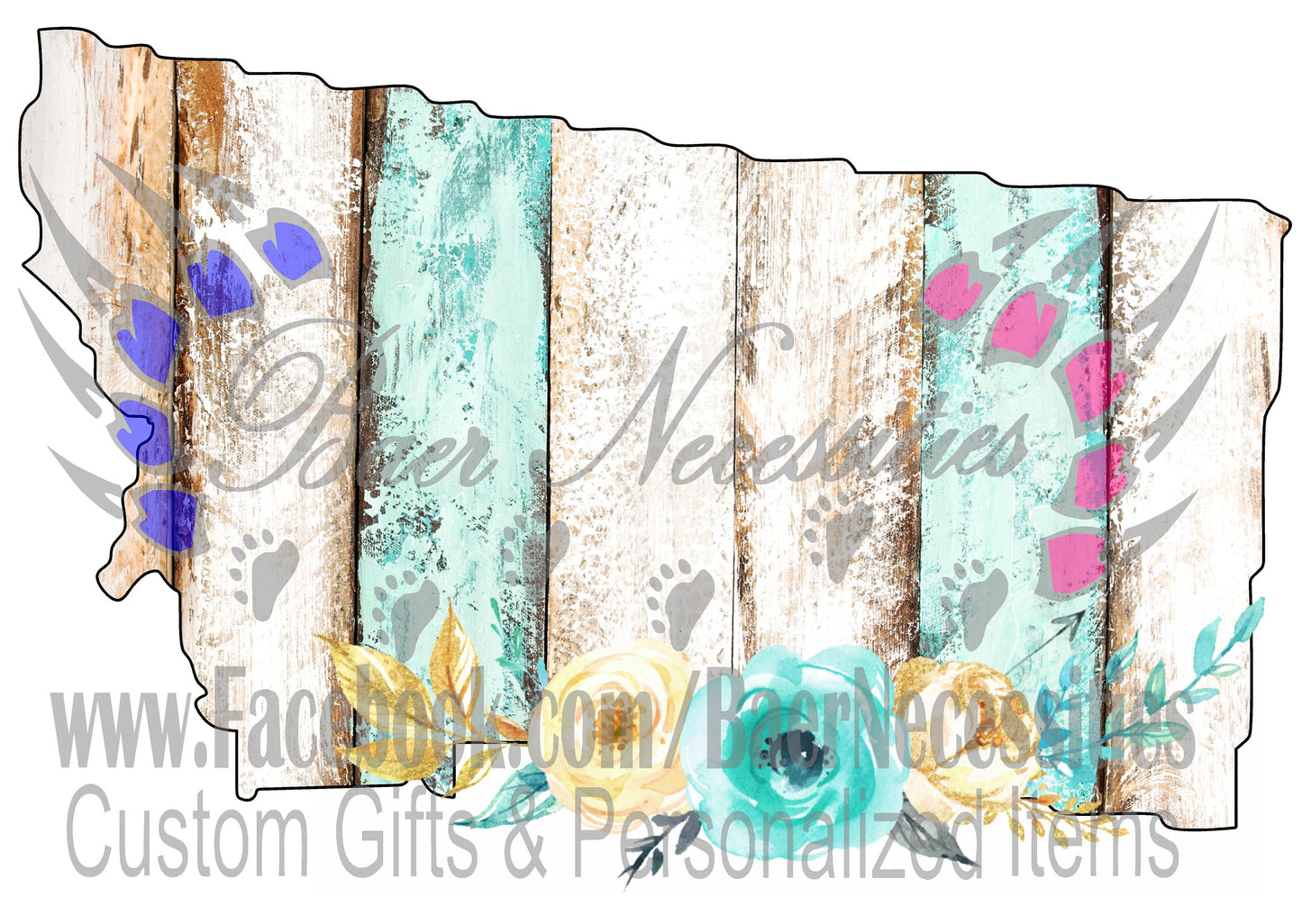 Montana Wood Floral State - Digital