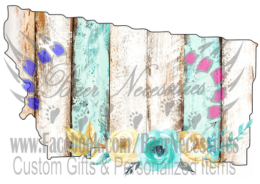 Montana Wood Floral State - Digital