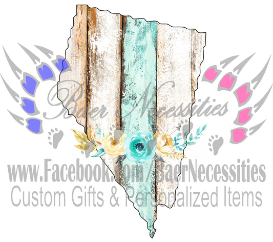 Nevada Wood Floral State - Digital