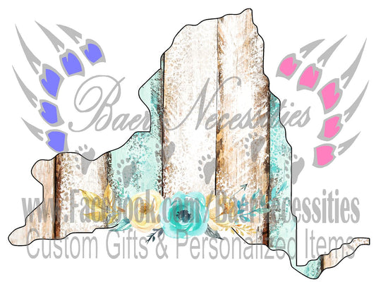 New York Teal/White Wood Floral - Tumber Decal