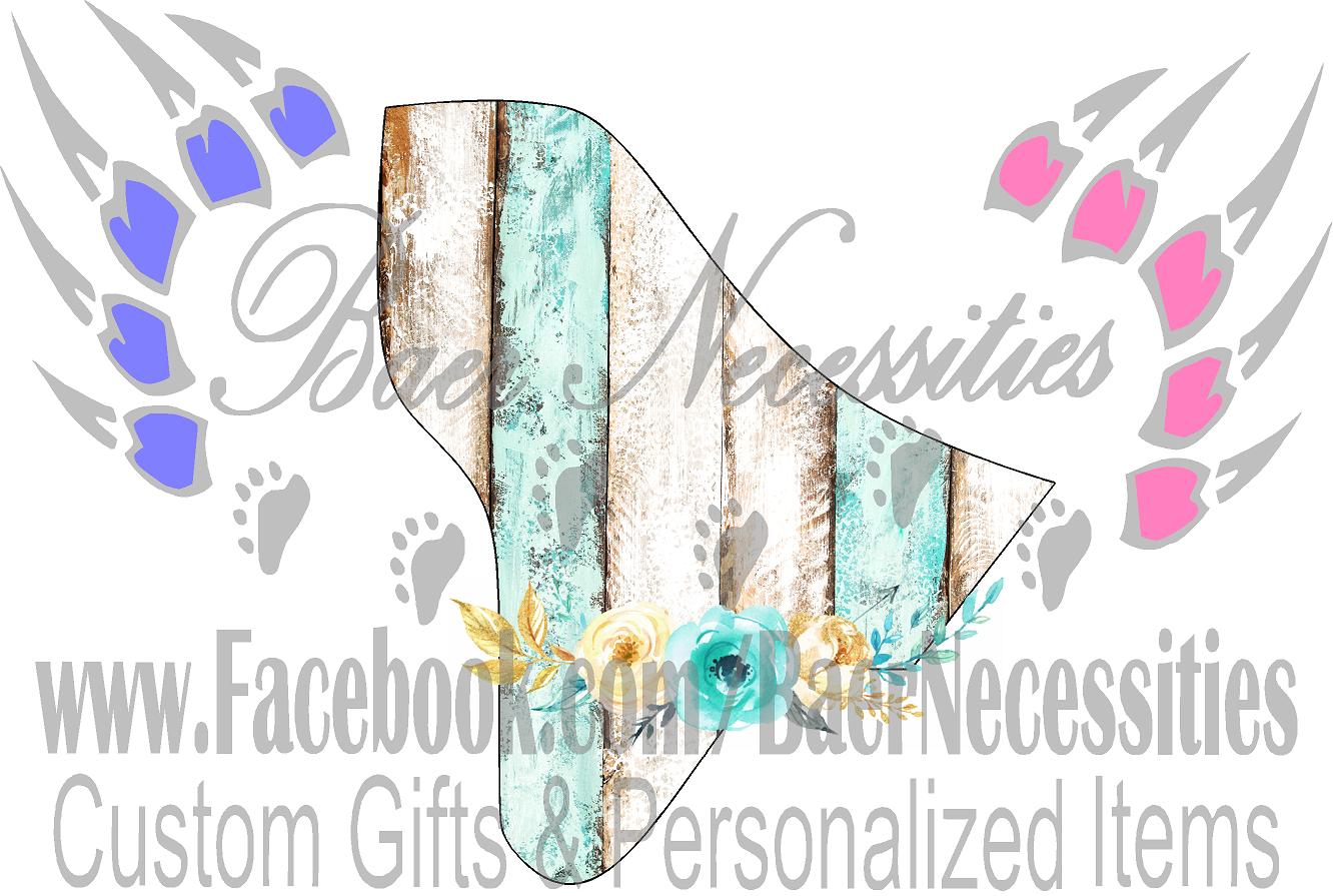 Rhode Island Teal/White Wood Floral - Tumber Decal