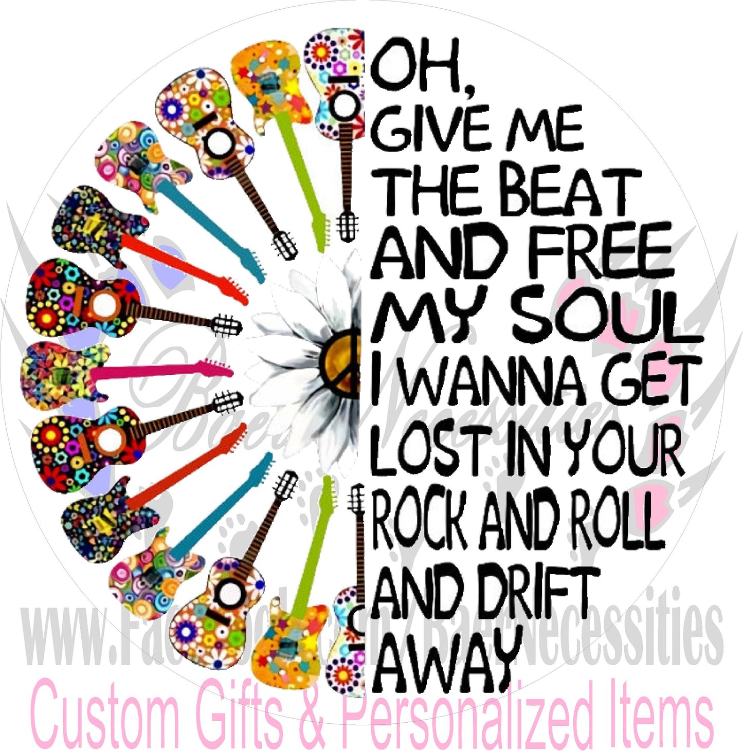 Rock n Roll Guitars Free my Soul - Tumbler Decal
