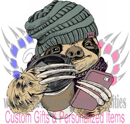 Sloth with Beverage & Phone - Tumbler Decal