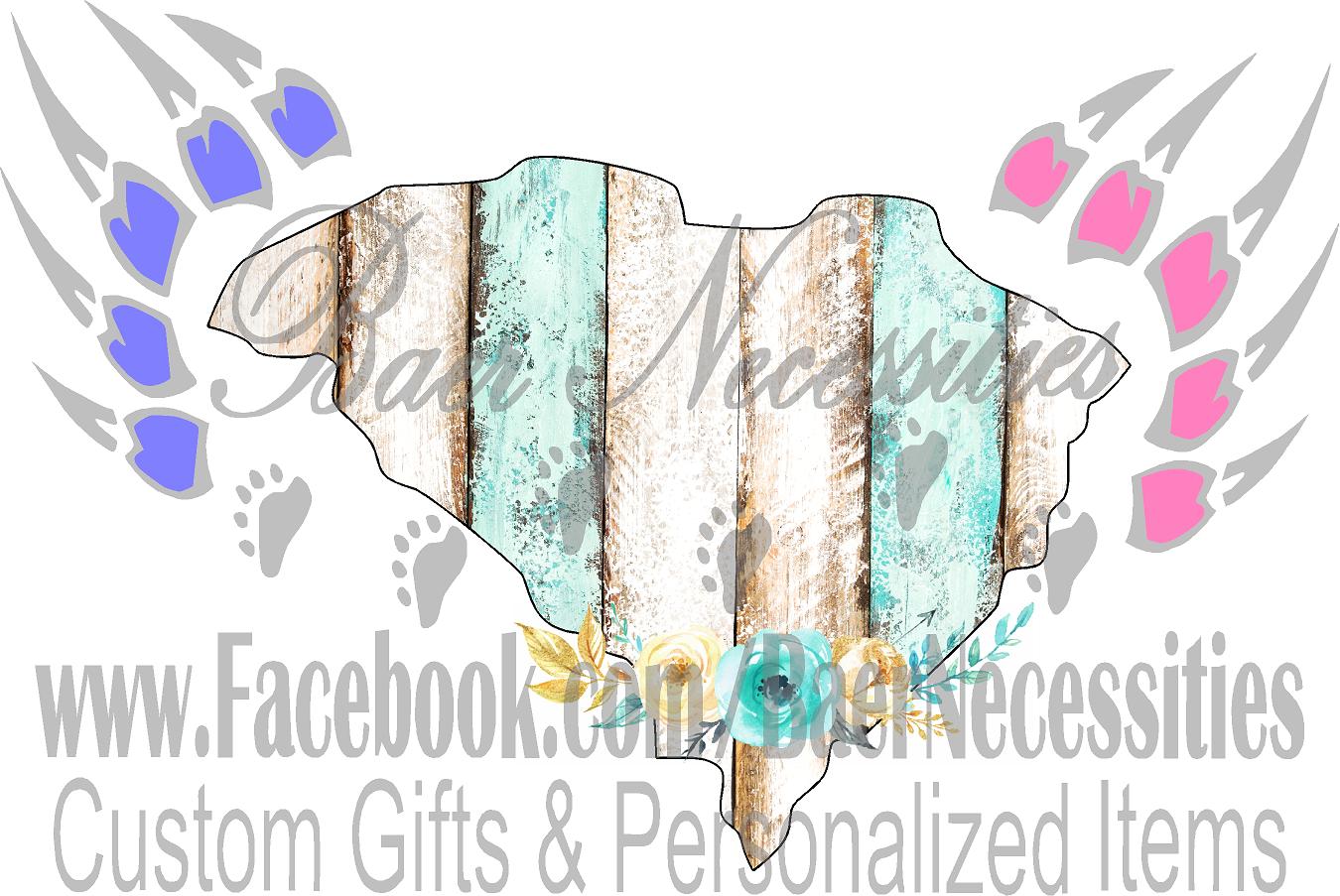 South Carolina Wood Floral State - Digital