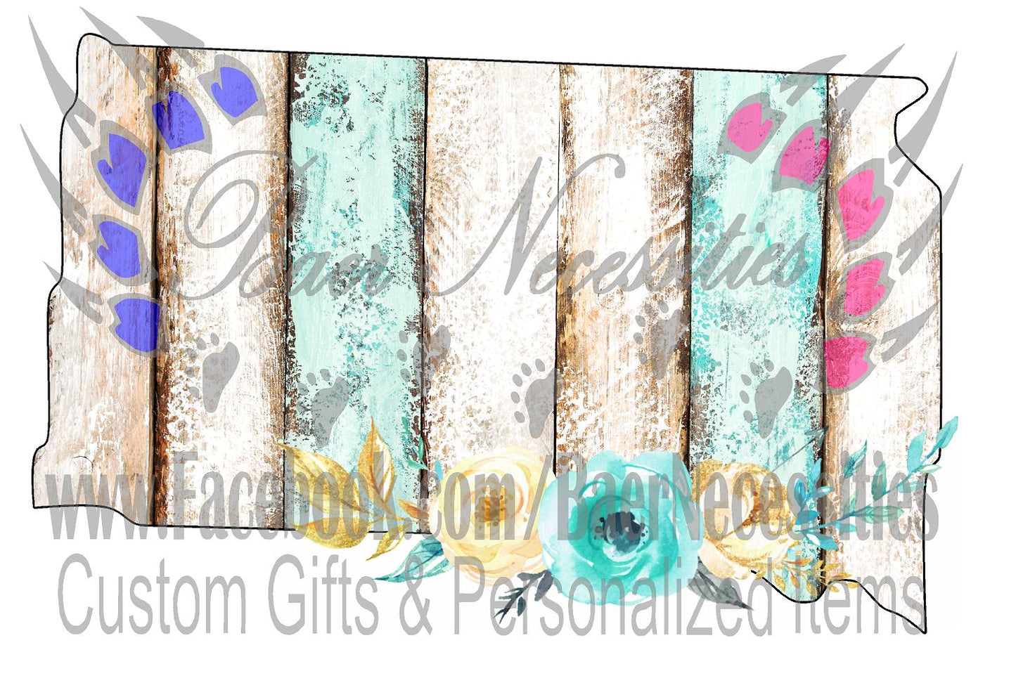 South Dakota Wood Floral State - Digital