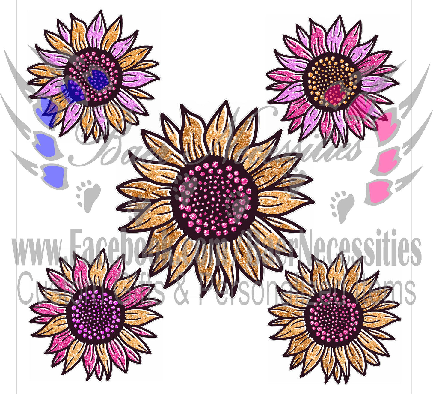 Glitter Sunflowers - Decal Theme/Set