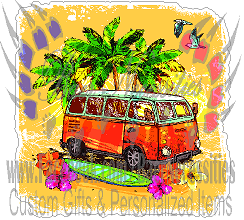 Vintage Surfer Van on Beach - Tumber decal