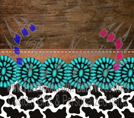Western Dark Wood with Black Cow Print - Full Wrap