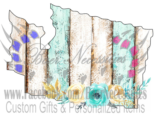 Washington Wood Floral State - Digital