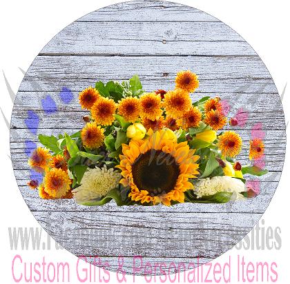 Wildflower Bouquet Wood Background - Tumbler Decal