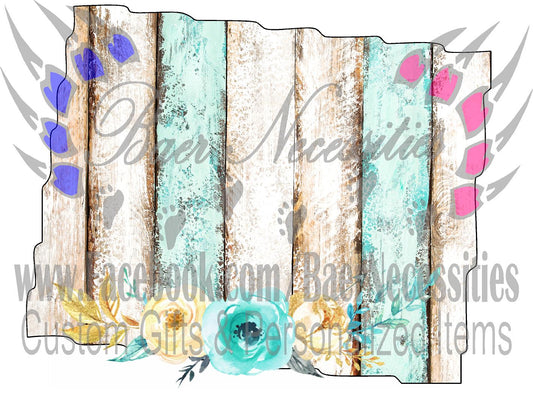 Wyoming Wood Floral State - Digital