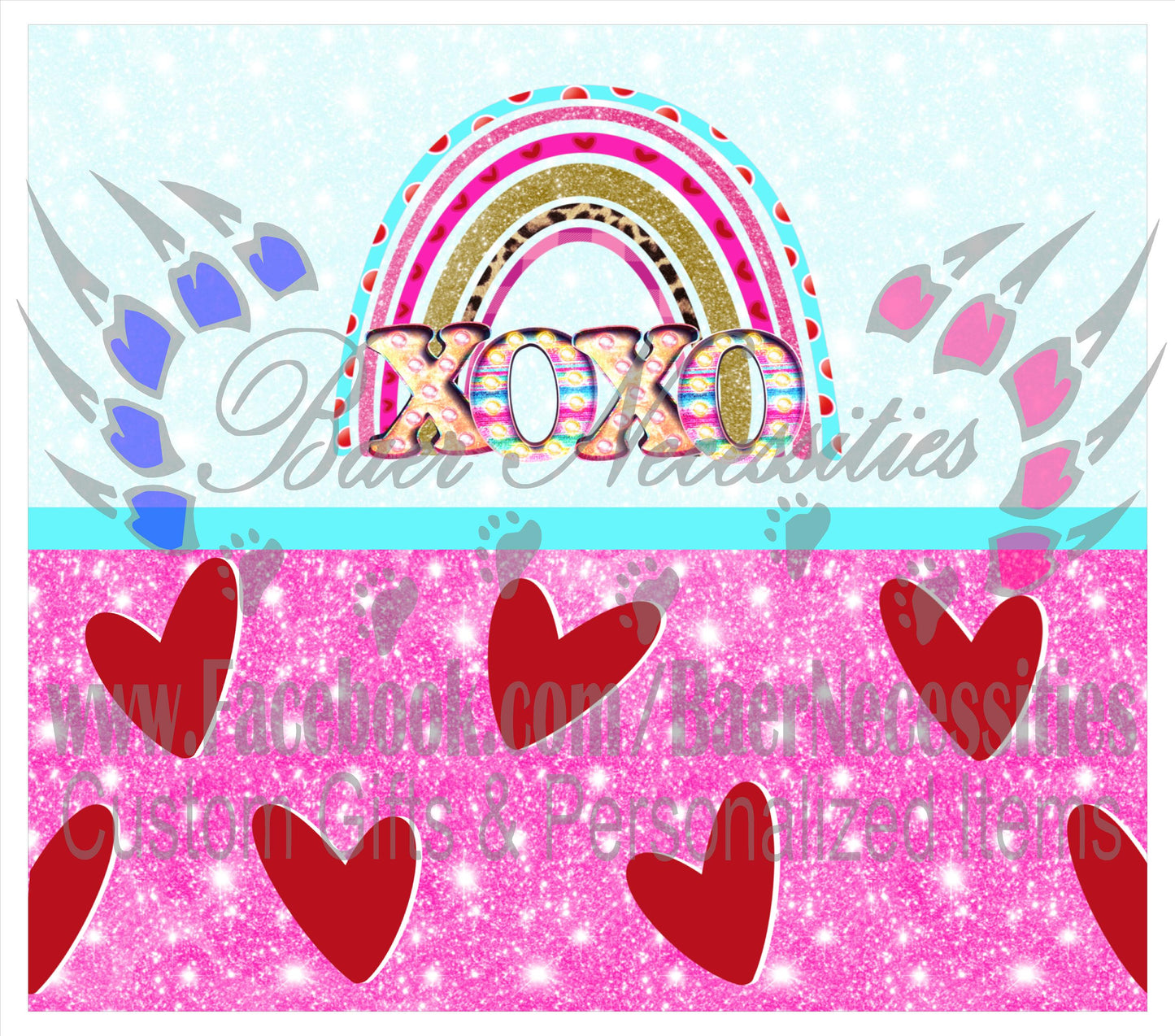 XOXO Rainbow Valentine - Tumbler Transfer