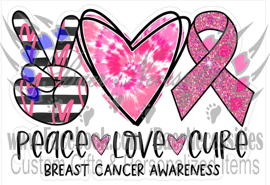 Peace Love Cure - Tumbler Decal