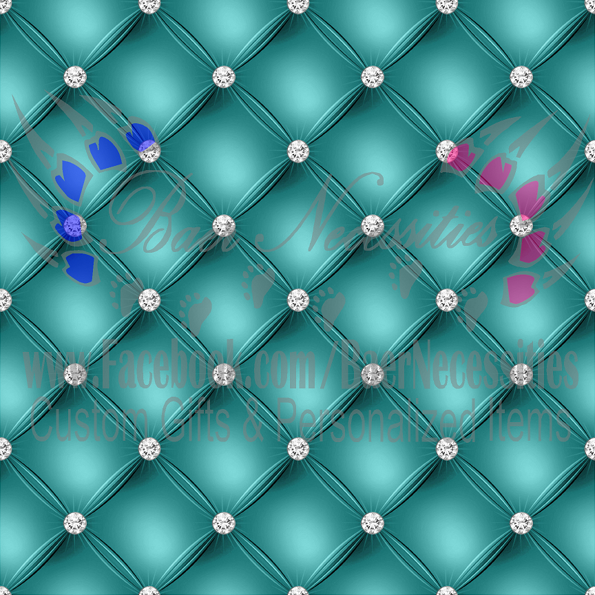 Teal Silver Floral 07 - Adhesive