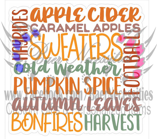 Fall Words - Tumber decal