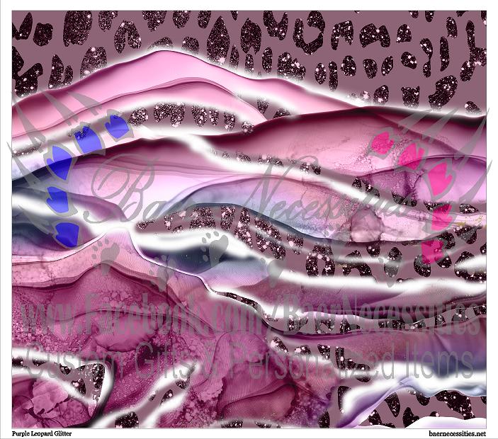 Purple Glitter Leopard Swirl - Tumbler Transfer